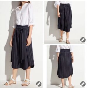 VINCE Dobby Striped Midi Navy Blue Skirt Size‎ 2 Retail $295